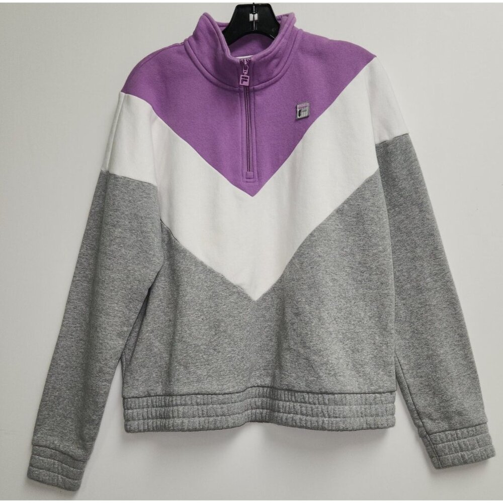 Fila Womens L Tri-Color Quarter Zip Pullover Sweatshirt 4009